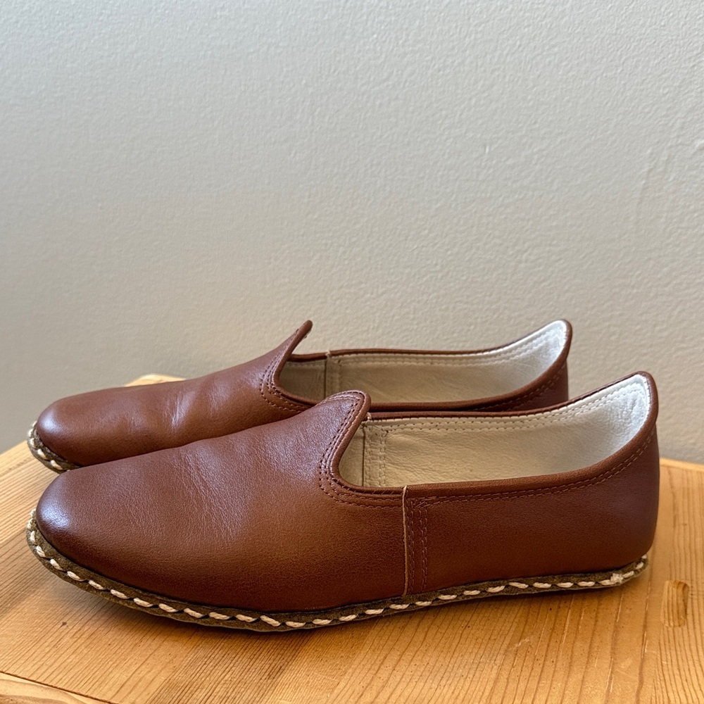 Brown Leather Zero Drop Barefoot Loafers Handmade in Turkey